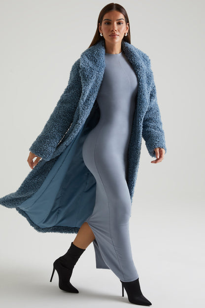 Long Shearling Coat in Blue