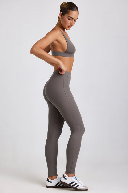 Ribbed Modal High Waist Leggings in Grey