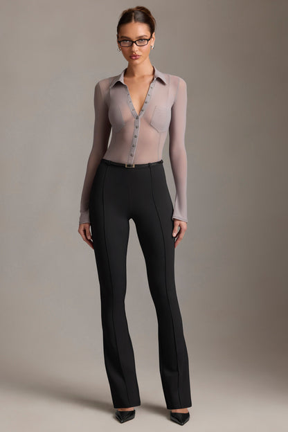 Low-Rise Flared Trousers in Black