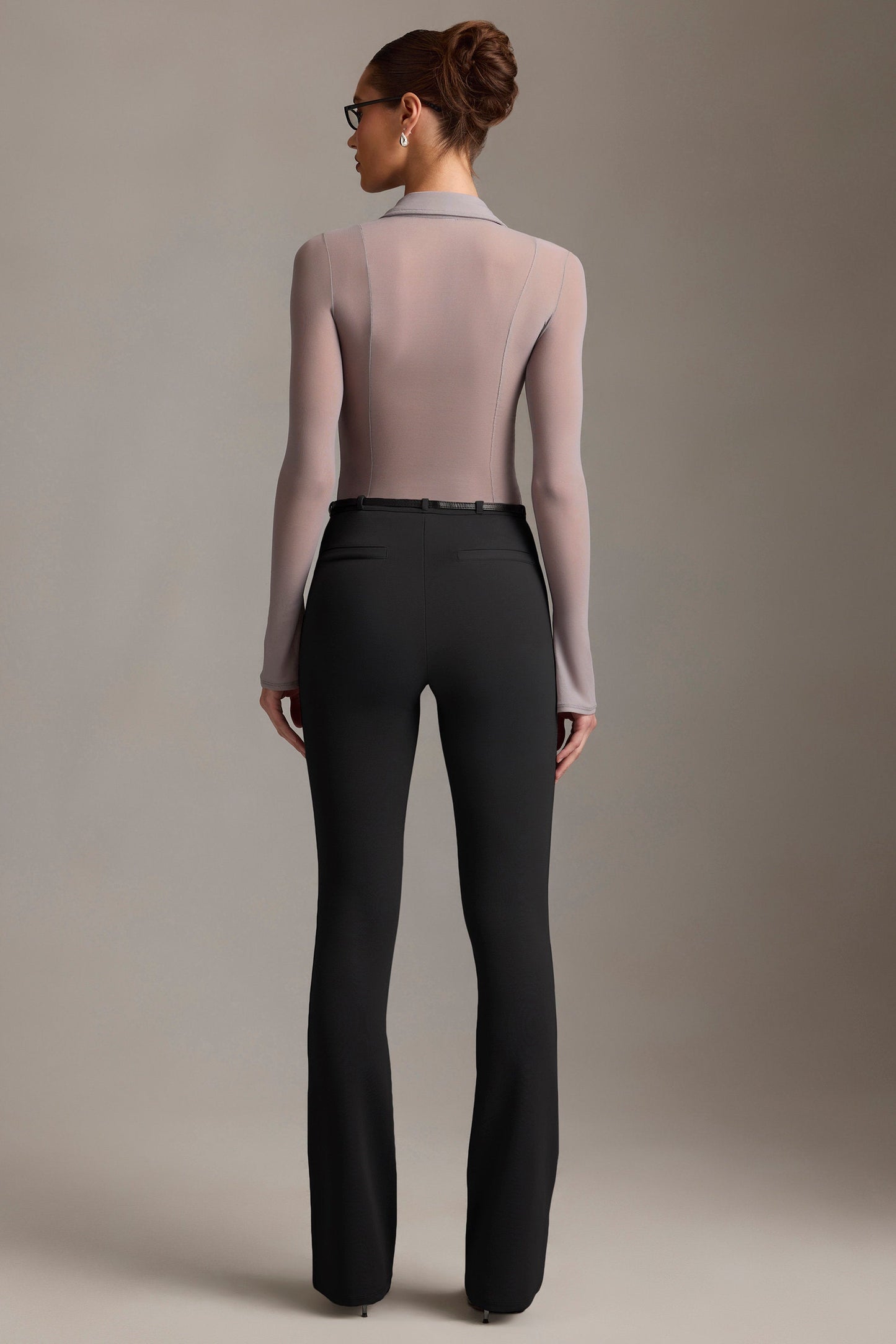 Low-Rise Flared Trousers in Black