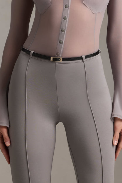 Low-Rise Flared Trousers in Grey