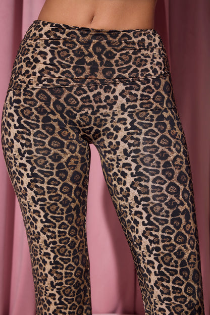 Mid-Rise Straight-Leg Trousers in Leopard Print