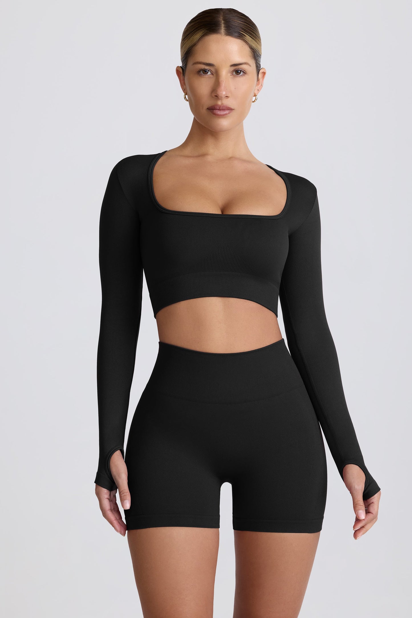 Super Sculpt Seamless High-Waist Mini Shorts in Black