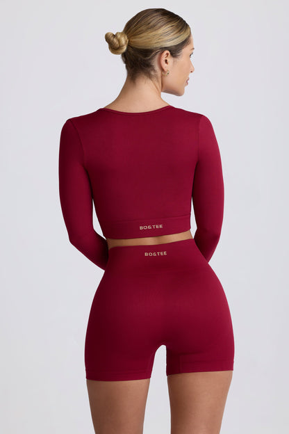 Super Sculpt Seamless High-Waist Mini Shorts in Burgundy