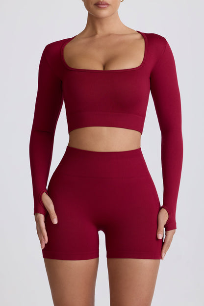 Super Sculpt Seamless High-Waist Mini Shorts in Burgundy