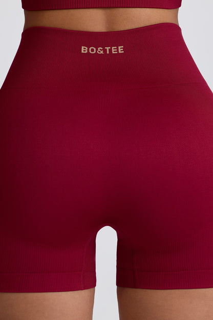 Super Sculpt Seamless High-Waist Mini Shorts in Burgundy