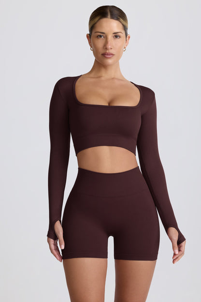 Super Sculpt Seamless High-Waist Mini Shorts in Chocolate