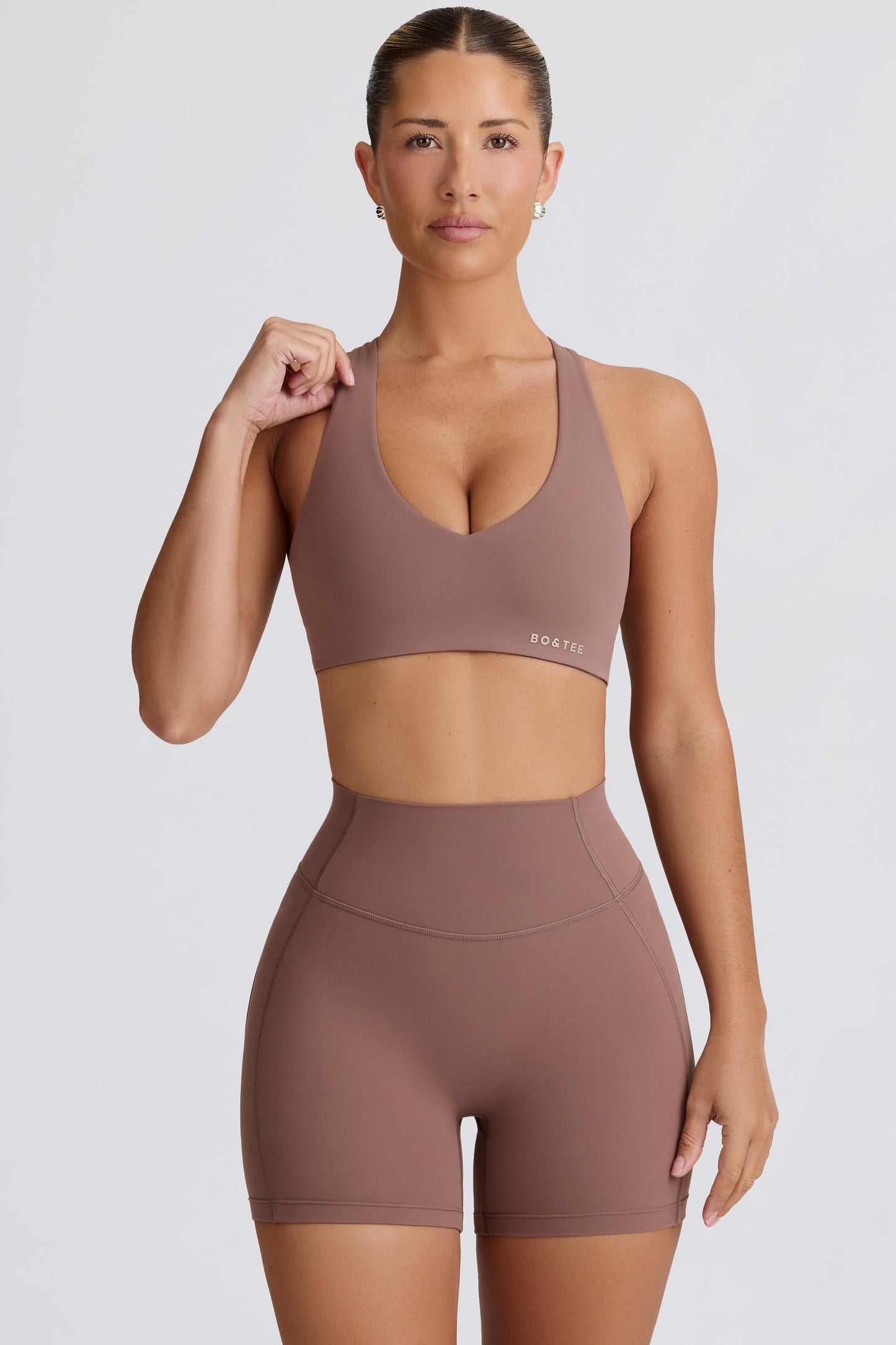 Soft Active Mini Shorts in Mocha